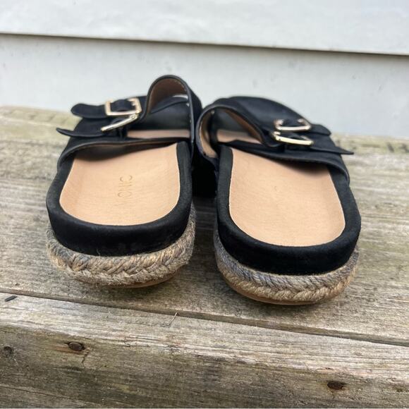 Vionic Black Suede Leather Glow Gia Slide Espadrille Sandal jute trim Size 7 - Picture 4 of 6